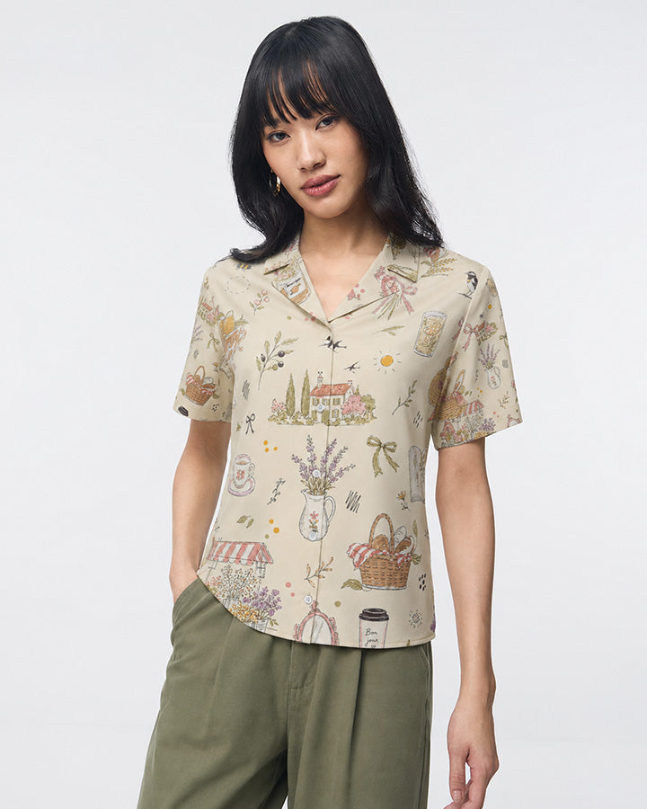 Cottage Garden Sketchbook | Women Summer Shirt