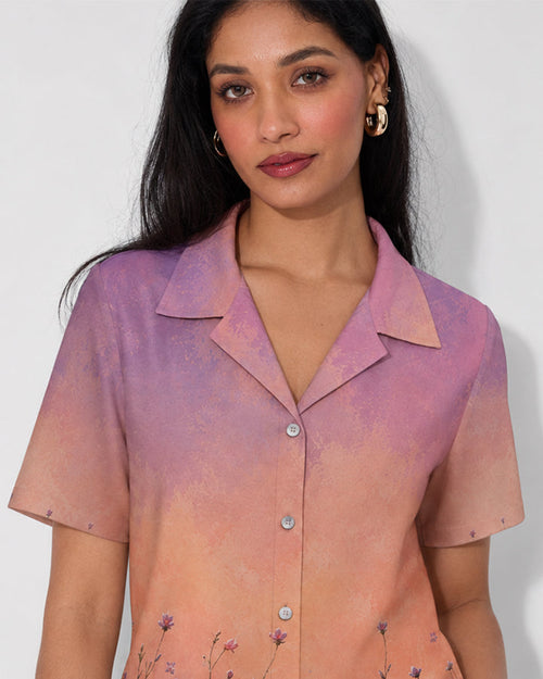 Blush Meadow Sunset | Women Summer Shirt
