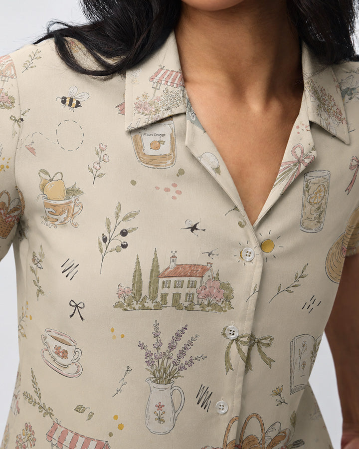 Cottage Garden Sketchbook | Women Summer Shirt