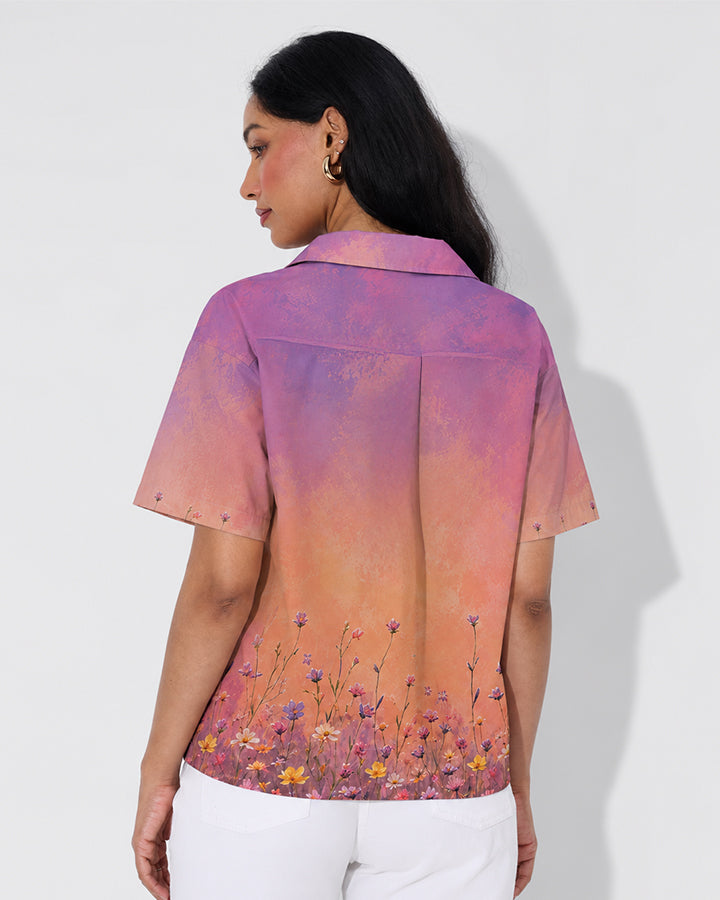 Blush Meadow Sunset | Women Summer Shirt