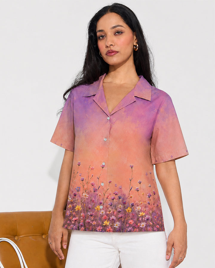 Blush Meadow Sunset | Women Summer Shirt