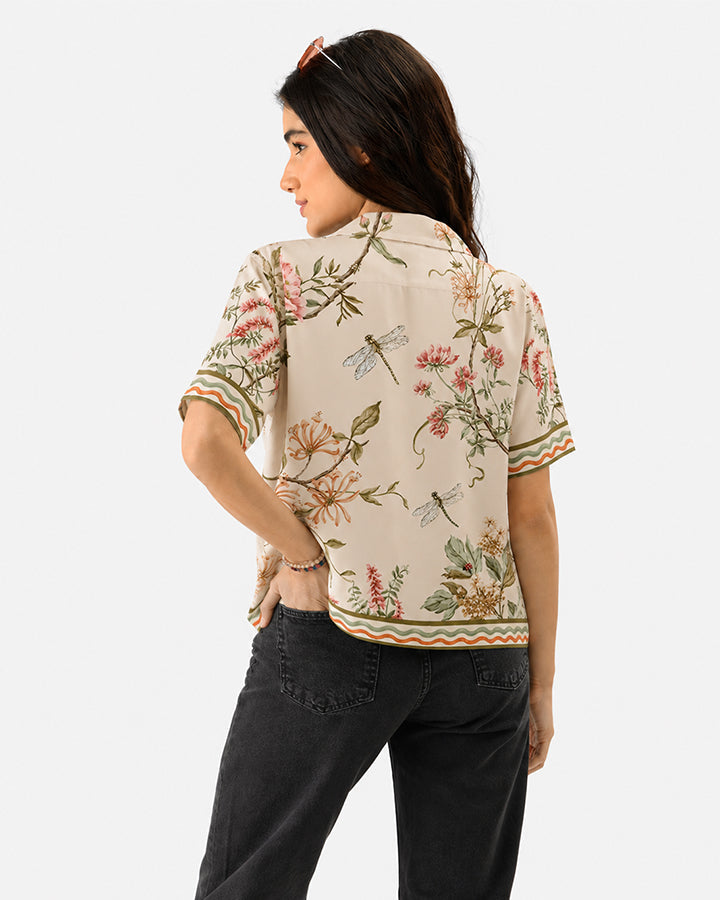 Botanical Dragonfly Reverie | Women Summer Shirt